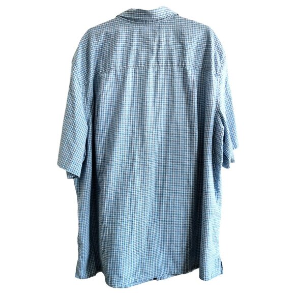 Harbor Bay Size 2XLT Shirt Mens Cool & Dry Short Sleeve Blue Plaid Cotton Blend - Picture 4 of 10
